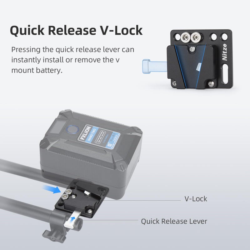 Nitze Mini V Mount Battery Plate, Aluminum Alloy V Mount Plate, with 1/4" Screws - N21C - Image 4